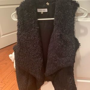 Black faux fur Calvin Klein vest